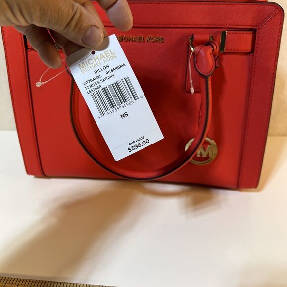Michael Kors Dillon Dk Sangria Signature Saffiano Leather Crossbody Satchel NWT - Picture 4 of 7